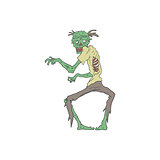 Green Skin Creepy Zombie Outlined Drawing