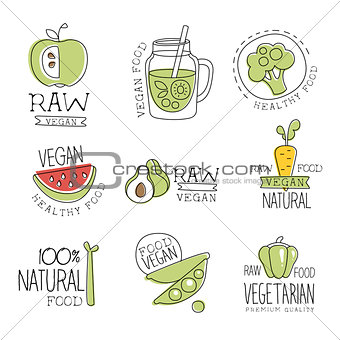 Vegan 100 Percent Natural Products Promo Labels Collection