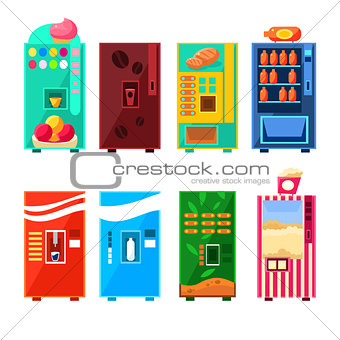 Food And Drink Vending Machines Design Set