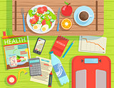 Diet And Weight Loss Elements Set View From Above