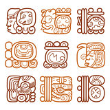 Maya glyphs, writing system and languge vector design