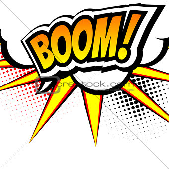 Boom, Pop art inspired illustration of a explosion. Speach bubble