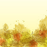 Autumn watercolor background with leaves