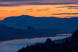 Crown Point and Beacon Rock at Dawn