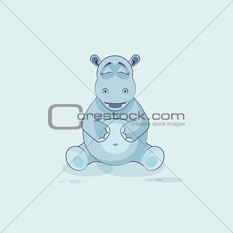 Emoji character cartoon Hippopotamus Happy and contented