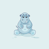 Emoji character cartoon Hippopotamus sad and frustrated