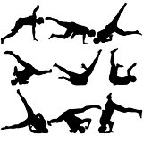 Silhouettes breakdancer on a white background. Vector illustration