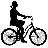 Silhouette of a cyclist girl. vector illustration