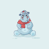 Emoji character cartoon Hippopotamus sick