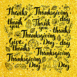 Thanksgiving Day Gold Lettering Design
