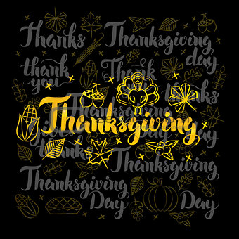 Thanksgiving Lettering Black Set