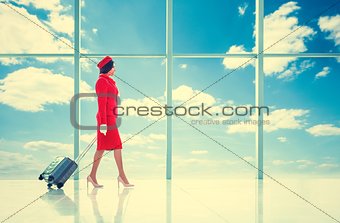 Walking woman in airport