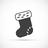Christmas sock icon flat