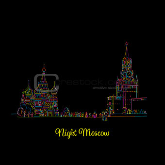 Night Moscow, Red Square, sketch for your design