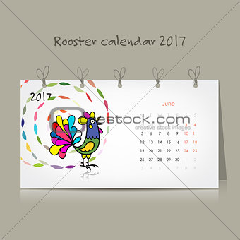 Rooster calendar 2017 for your design