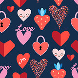 Seamless bright pattern with hearts