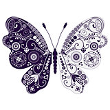 Vintage two-tone butterfly over white