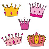 Pastel crown vector set isolated on white background