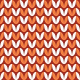 Tile red, orange and white knitting vector pattern or winter background