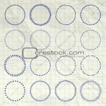 Vector Hand Drawn Circle Logo and Badge Elements Set