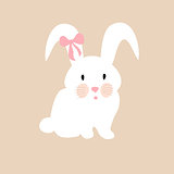 cute rabbit with pink bow, illustration, set for baby fashion