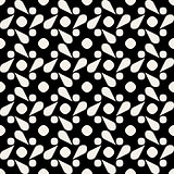Vector Seamless Black And White Rounded Drop Shape Circle Geometric Pattern