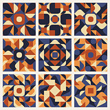 Vector Seamless Purple Orange Retro Geometric Ethnic Pattern
