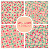 Vector Seamless Pink Teal Geometric Retro Square Pattern