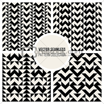 Vector Seamless Black & White Triangle Ethnic  Pattern