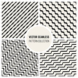 Vector Seamless Black And White Wavy Diagonal Stripe Pattern
