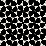 Seamless Black  White Vector Geometric Swirl Cross Checker Pattern