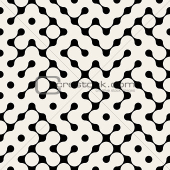 Vector Seamless Black And White Truchet Rounded Metaball Pattern