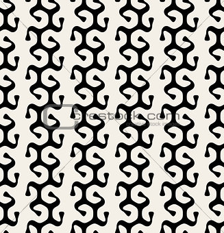 Vector Seamless Black  White Curly  Rounded Lines Organic Algae Shape Pattern