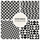 Vector Seamless Black White Geometric Triangle  Pattern Collection