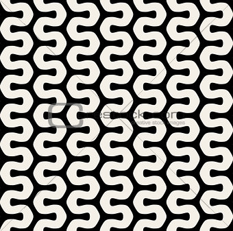 Vector Seamless Black  White Wavy Rounded Lines Pattern