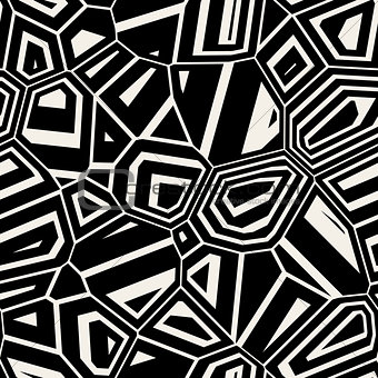 Vector Seamless Black White Abstract Mosaic Distorted Pattern