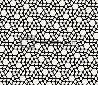 Vector Seamless Black White Rounded Hexagonal Circles Pattern