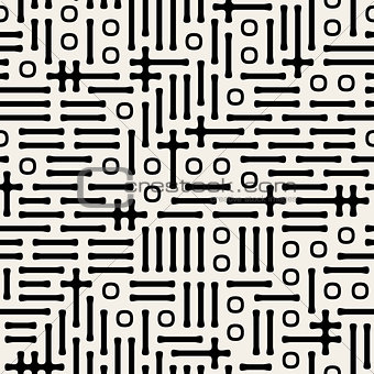 Vector Seamless Black And White Abstract Symbols Pattern
