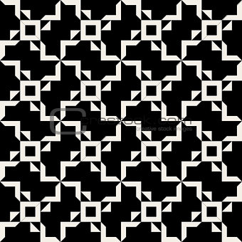 Vector Seamless Black White Geometric Square Tiling Pattern