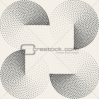 Vector Seamless Black White Half Circles Stippling  Halftone Pattern