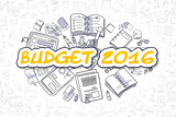 Budget 2016 - Doodle Yellow Word. Business Concept.