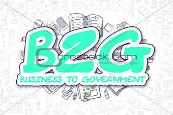 B2G - Doodle Green Word. Business Concept.