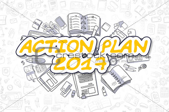 Action Plan 2017 - Cartoon Yellow Text. Business Concept.