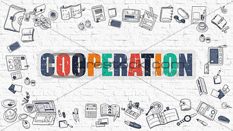 Cooperation Concept with Doodle Design Icons.