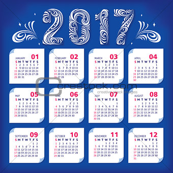 2017 stylized calendar