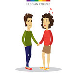 Vector lesbian couple love concept. Family of two women. Romantic illustration.