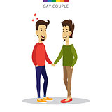 Vector gay couple love concept. Family of two men. Romantic illustration.
