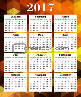 Calendar for 2017 year 