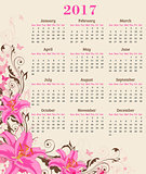 Calendar with pink lily