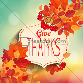 Give thanks, autumn background.